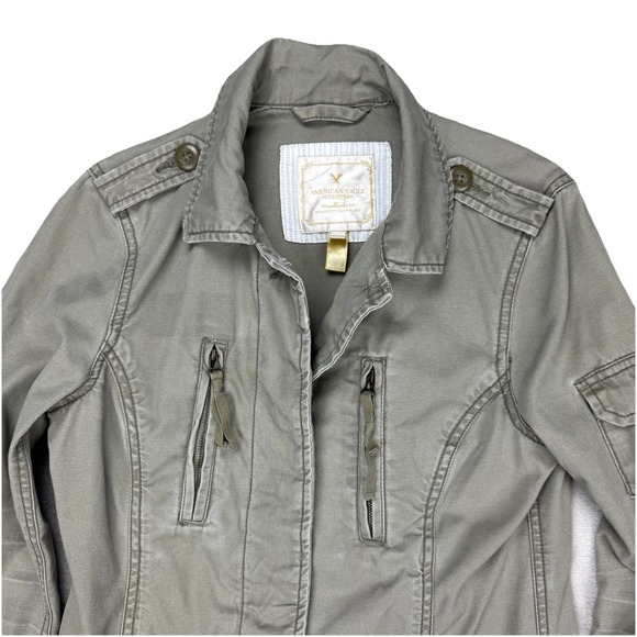 American Eagle Outfitters Other - Vtg American Eagle Distressed Army Green Canvas Cargo Field Jacket Women's Small